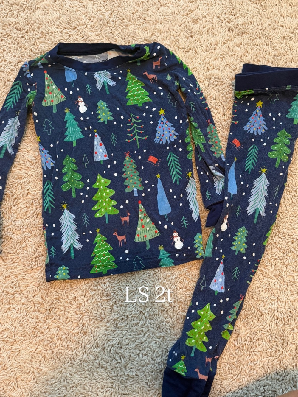 Little sleepies Navy Blue Holiday Tree Pajama Set